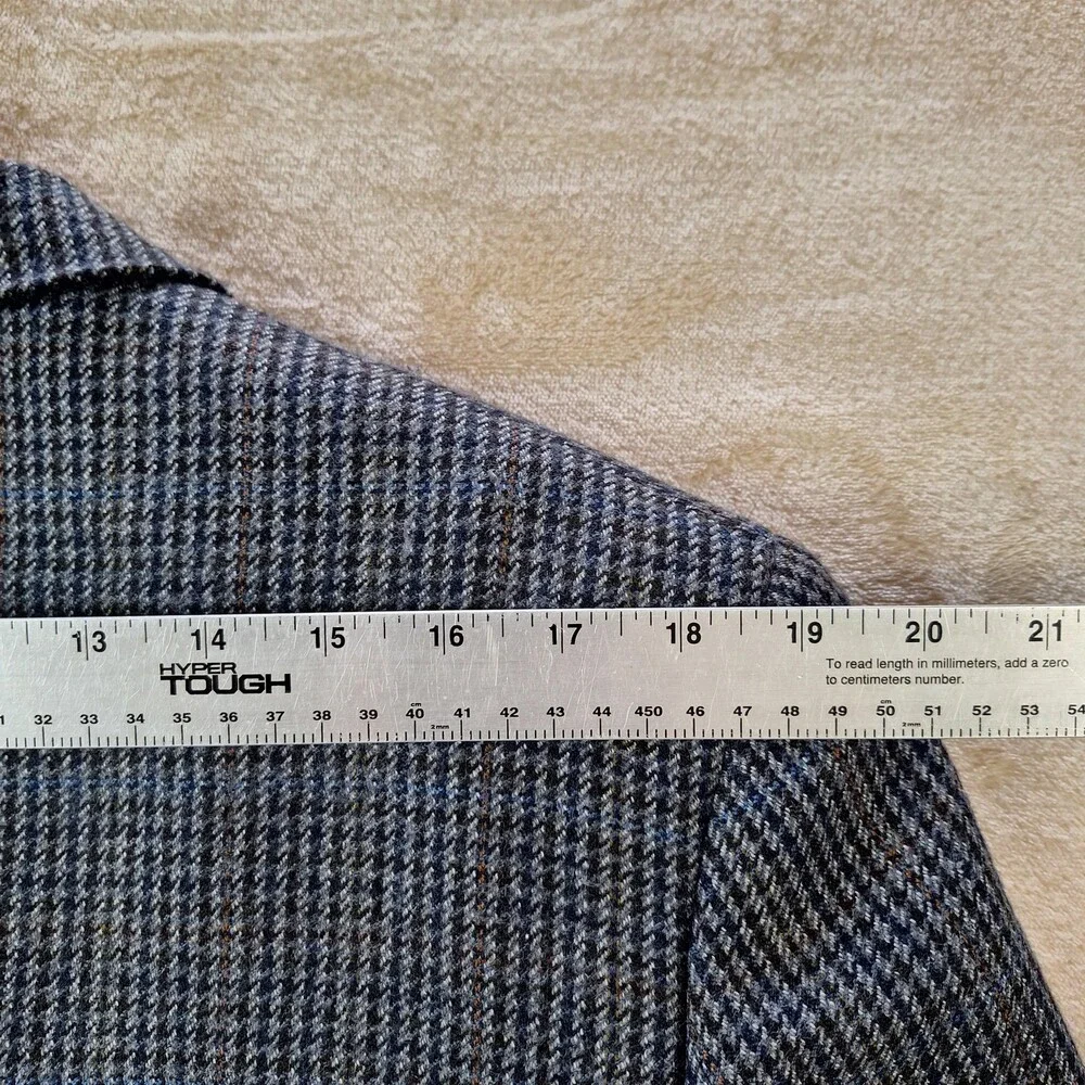 Club Room Blazer Sport Coat Mens 46L Gray Wool Cashmere Houndstooth 2 Button